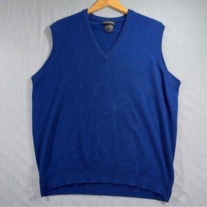 Neiman Marcus Sweater Vest Mens XL Blue 100% Cashmere V Neck Made Scotland